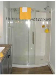 60" Bow-front Shower w/Glass Enclosure