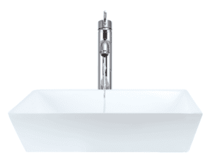White Square Vessel w/ Chrome Faucet For Laminate/Quartz Tops